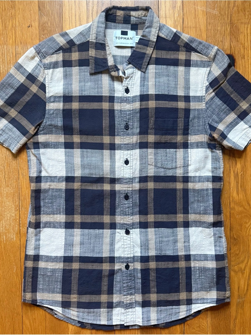 Topman Plaid Short Sleeve Button Up Shirt